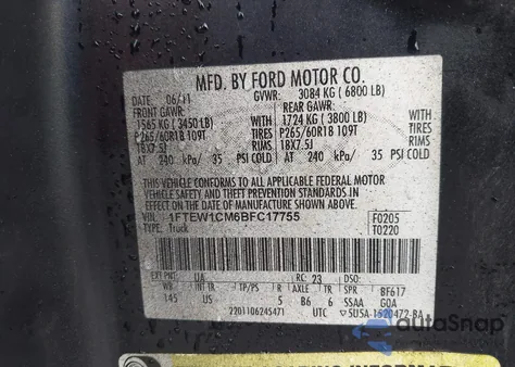 2011 Ford F-150 Xlt from USA, damaged, VIN 1FTEW1CM6BFC17755